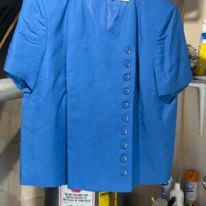 Blue Women's Linen Summer Skirted Suit 18W - Harve Benard